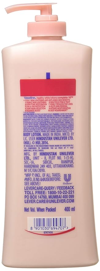 Vaseline Healthy White Complete 10 Body Lotion, 400ml Vaseline Healthy White Complete 10 Body Lotion, 400ml